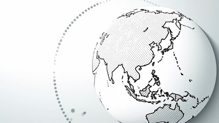 Detailed globe focusing on Asia and Australia a clean white design for infographics and presentations 4K Video
