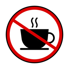 Coffee prohibition icon. A red circle indicates a prohibition on coffee.
