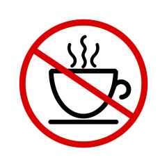 Coffee prohibition icon. A red circle indicates a prohibition on coffee.