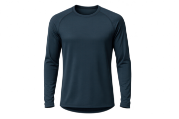 Dark blue long sleeve athletic performance t-shirt isolated on transparent background