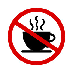 Coffee prohibition icon. A warning that coffee is prohibited is shown with a red circle.