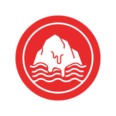 Minimalist iceberg icon in red circle   climate change vector Vector