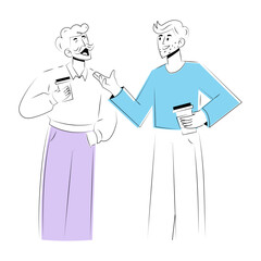 Hand drawn style illustration showing two friends laughing