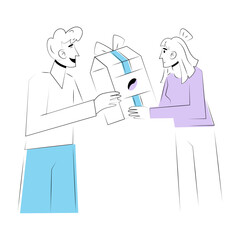 A doodle style illustration showing a person gifting coffee