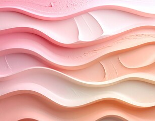 Abstract wave-like layers of pastel pinks and peach