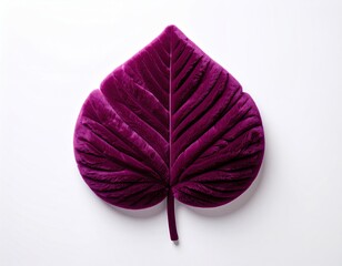 Plush, vibrant purple leaf on a white backdrop