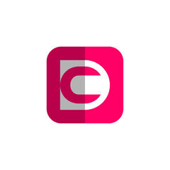 Creative letter C logotype symbol inside a shaded pink square shape, modern and minimalist vector graphic for brand identity