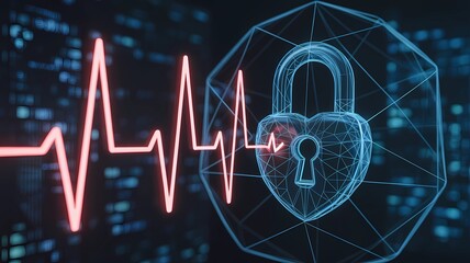 An abstract digital visualization representing medical data security