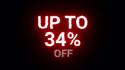 34 percent discount offer shop neon offer sale discount with transparent background with alpha channel - Powered by Adobe
