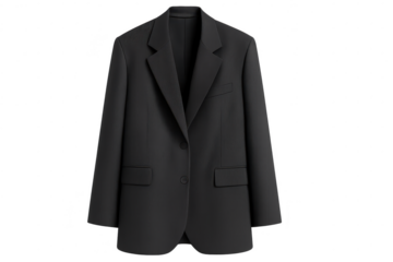 Elegant black business blazer isolated on transparent background, fashion