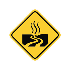 Slippery road warning sign icon   ice hazard ahead vector Vector