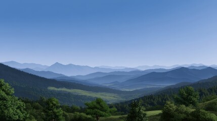 Fototapeta premium Layered Pixel Background of Rolling Hills Under a Clear Blue Sky in Peaceful Landscape
