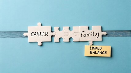 Linked puzzle pieces illustrating career and family balance