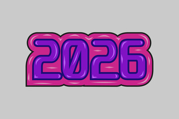 This is a design image of the number 2026 suitable for use in New Year's designs, calendars, celebrations, New Year's Eve, posters, banners, flyers, advertisements, neon boxes,

