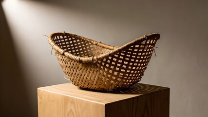 Obraz premium A single woven rattan basket 