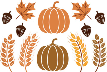 Fall Pumpkins and Leaves Clipart Set. Autumn Pumpkins and Leaves Illustration. Seasonal Pumpkins and Leaves Clipart. Harvest Pumpkins and Leaves Collection. Pumpkin and Fall Leaves Clipart Pack