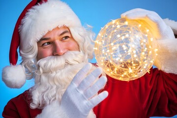 Santa Claus Holds Glowing Orb &ndash; Festive Holiday Portrait