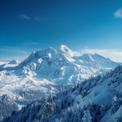 Fototapeta premium Cold Winter Scene in High Mountains