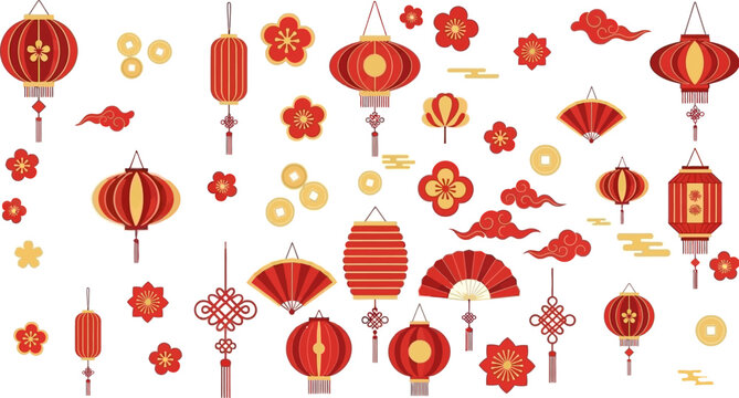 Collection of traditional chinese new year decoration