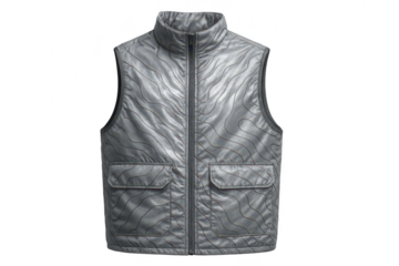 Isolated silver vest with topographic pattern on a transparent background, stylish