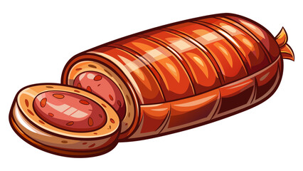 Very beautiful semi-realistic vector illustration of a boiled pork sausage, featuring smooth, plump texture and subtle color variations, isolated on a clean white background for culinary or food-theme