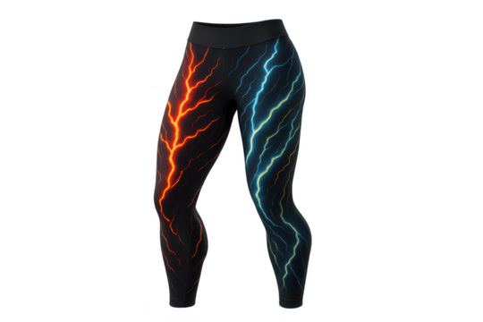 Lightning bolt pattern leggings isolated on transparent background, vibrant design - Powered by Adobe