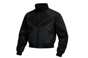Stylish black men's jacket isolated on transparent background, cutout view