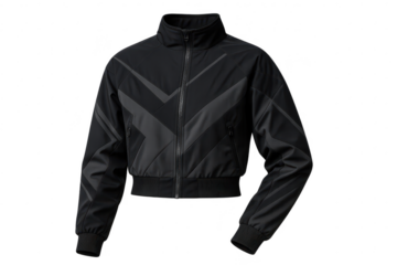 Stylish black jacket with a modern design isolated on a transparent background