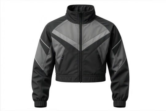 Stylish gray and black jacket isolated on a transparent background, modern design