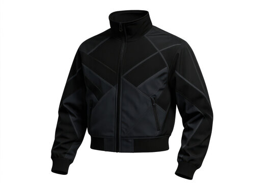 Stylish black men's jacket isolated on transparent background, cutout view