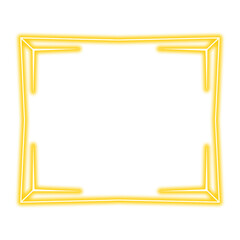 A glowing yellow rectangular frame with stylized corners on a white background.