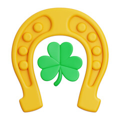 Horseshoes With Clover Leaf 3d Illustration
