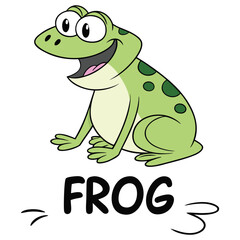Pond Life Animal Cute Frog Character with Open Mouth