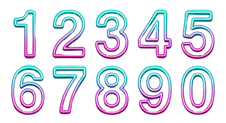 Illuminated numeric characters displaying a retro futuristic aesthetic over clear space