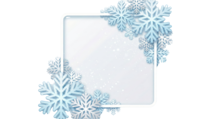 Winter themed frame adorned with delicate snowflakes, perfect for seasonal greetings and festive