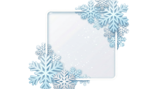 Winter themed frame adorned with delicate snowflakes, perfect for seasonal greetings and festive