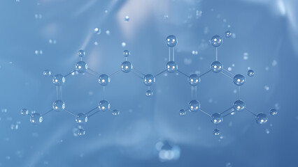 isoliquiritigenin molecular structure, 3d model molecule, antioxidant structural chemical formula view from a microscope