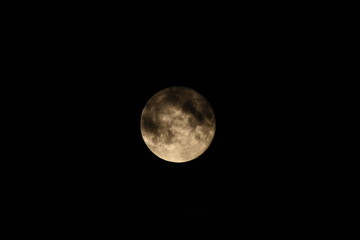 Obraz premium Bright full moon illuminates the night sky over a peaceful landscape