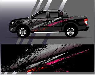Car wrap design vector. Graphic abstract stripe racing background designs for vehicle, rally, race, adventure and car racing livery