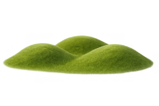 Green grass hills and mounds on transparent background, a natural landscape element for design and composting