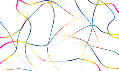 Dynamic Gradient Curves on White. Colorful flowing abstract gradient waves with smooth movement, modern swirls, and vibrant contemporary line art design