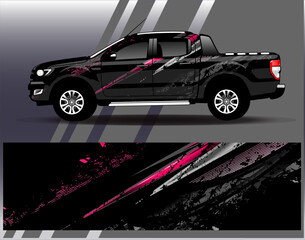 Car wrap design vector. Graphic abstract stripe racing background designs for vehicle, rally, race, adventure and car racing livery