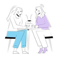 A doodle style illustration showing friends gossip