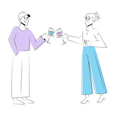 A doodle style illustration showing friends cheering