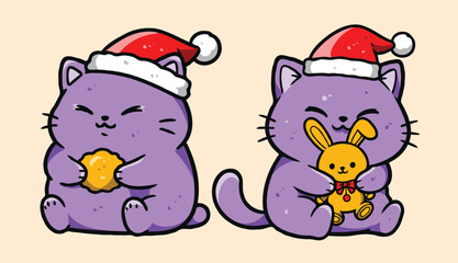 Festive Holiday Cat Vector – Cute Kitty with Winter Accessories