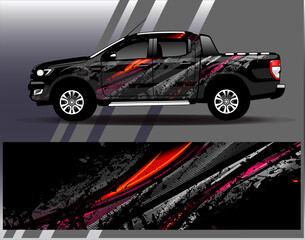 Car wrap design vector. Graphic abstract stripe racing background designs for vehicle, rally, race, adventure and car racing livery