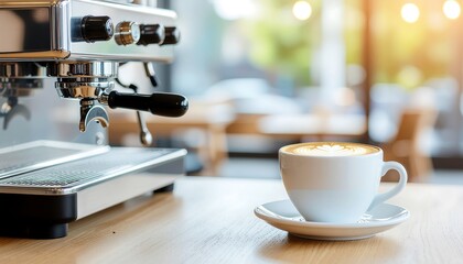 Modern Robot Arm Pouring Fresh Latte in Nordic Coffee Shop