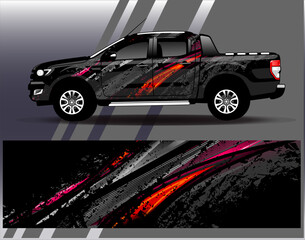 Car wrap design vector. Graphic abstract stripe racing background designs for vehicle, rally, race, adventure and car racing livery
