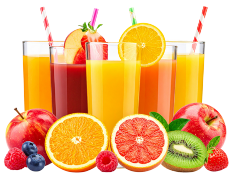 fruit juice and fruits isolated on white transparent background Remove png