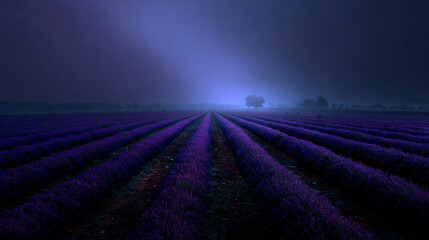 misty purple lavender fields 
